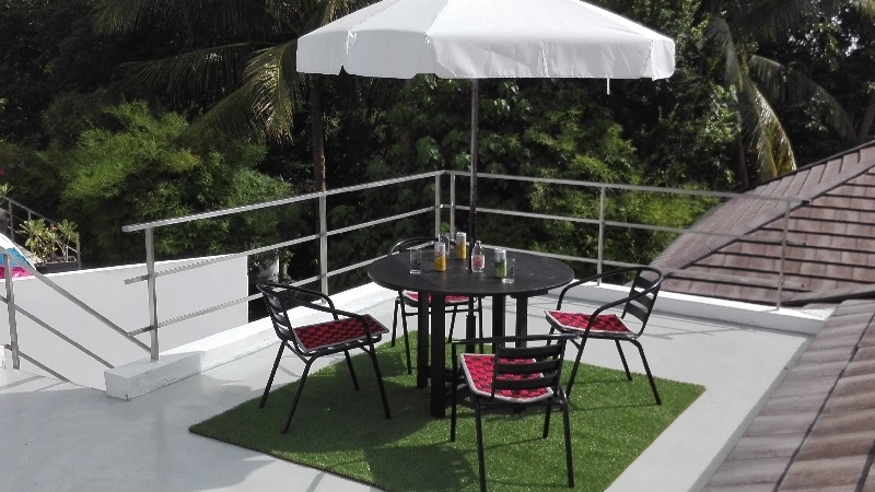 Villa PARIS,  terraces - parasol garden lounge - cocont trees far sea view 